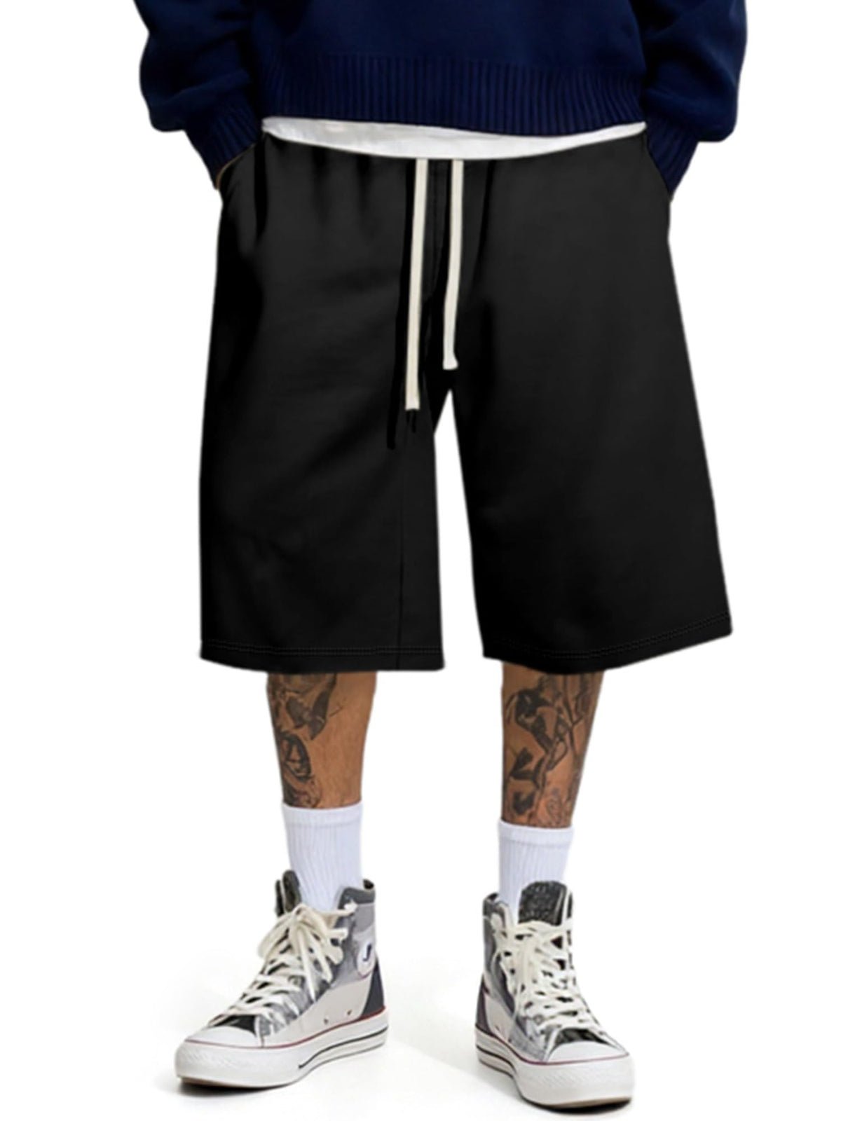 JMIERR Men's Baggy Sweat Shorts Below Knee Drawstring