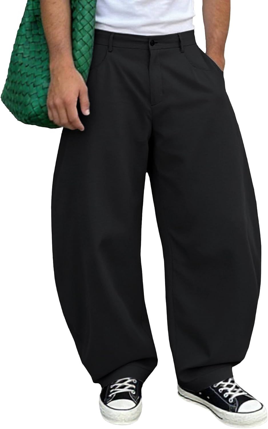 Susclude Mens Baggy Barrel Pants Wide Leg Comfy Lounge Streetwear Casual Elastic Waist Loose Y2k Lightweiht Trendy Trousers