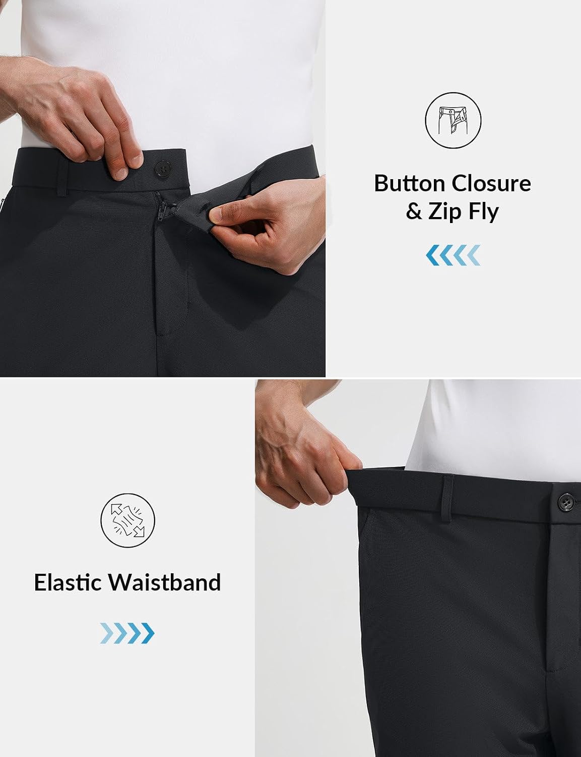 baleaf Men's 7''/9''Golf Shorts Causal Dress Work Zipper Pockets