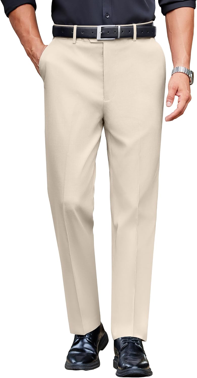 COOFANDY Men Dress Pants Slim Fit Expandable Waist Suit Pant Casual Slacks