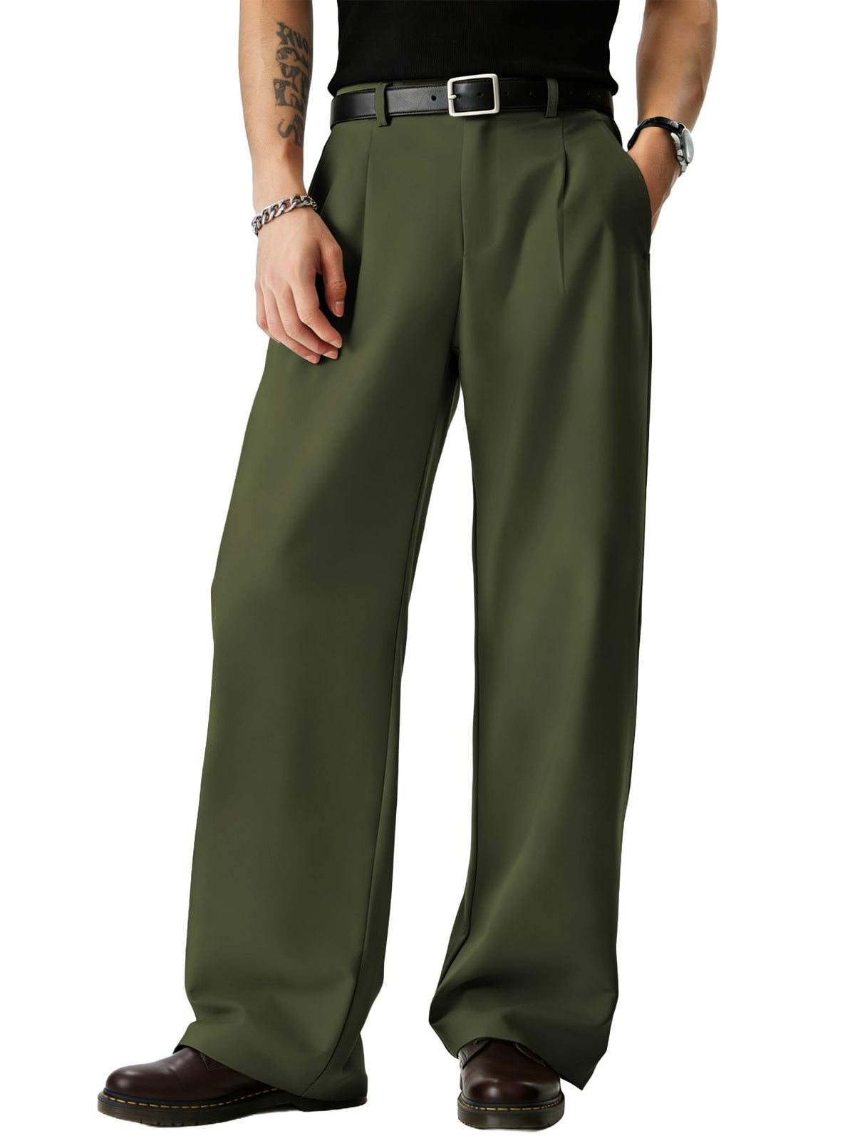 JMIERR Mens Baggy Casual Dress Pants Lightweight Pleated Old Money Wide Leg Pants Loose Relaxed Fit Trousers