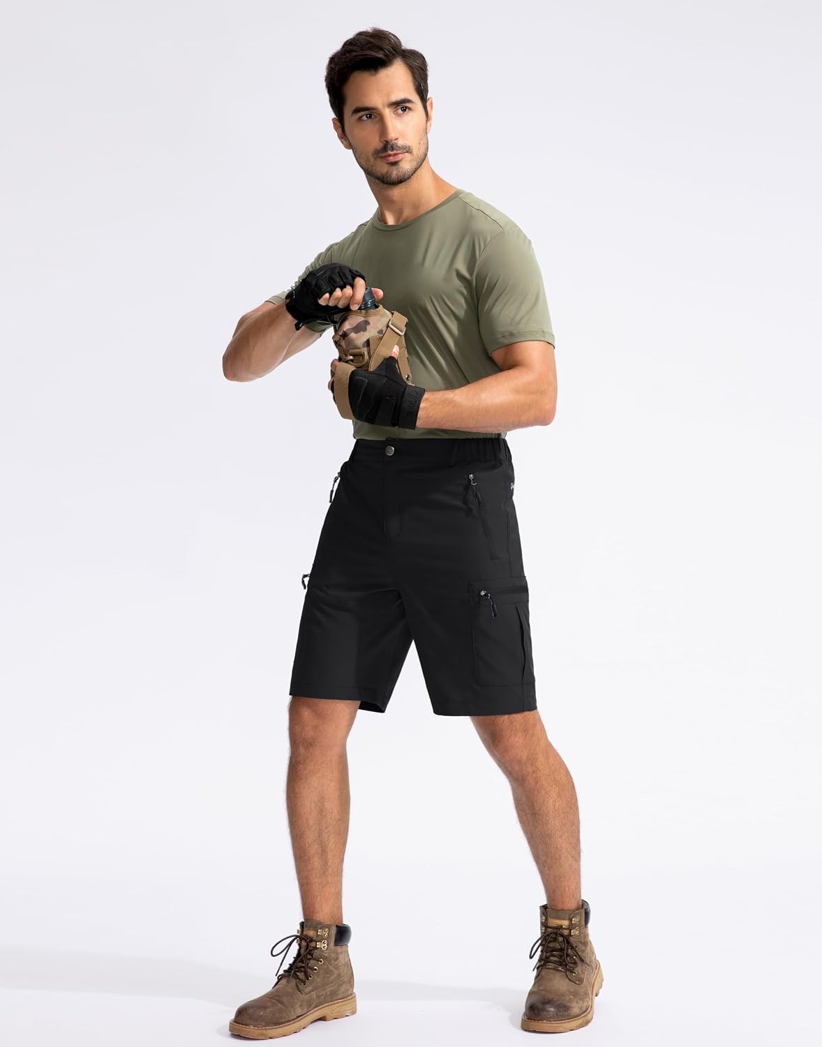 Pudolla Men's Hiking Cargo Shorts 9"/7"/11" Lightweight Outdoor Shorts for Men Trip Golf Camping Casual with 5 Zipper Pockets
