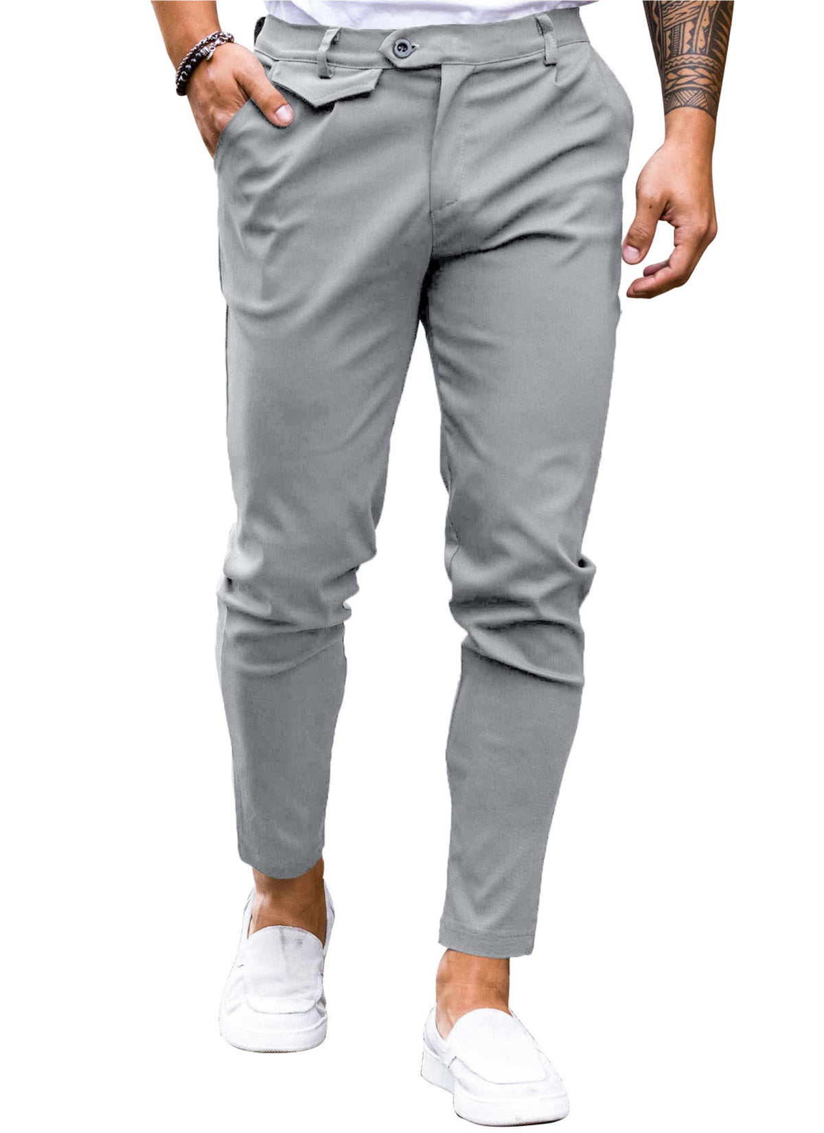Mens Chinos Slim Fit Pants Stretch Tapered Dress Pant Casual Trousers