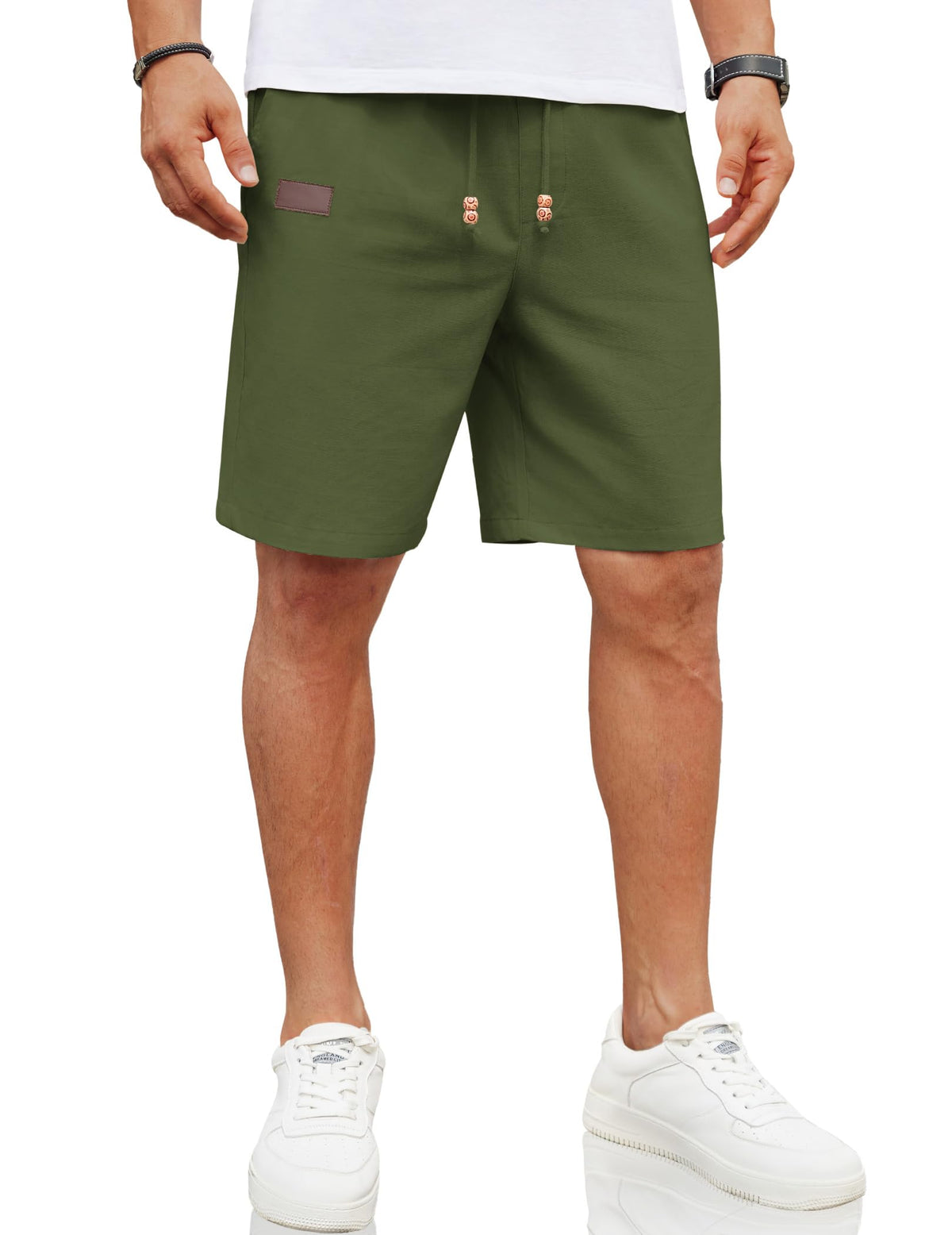 COOFANDY Men Linen Beach Shorts Casual Drawstring Summer Vacation Shorts