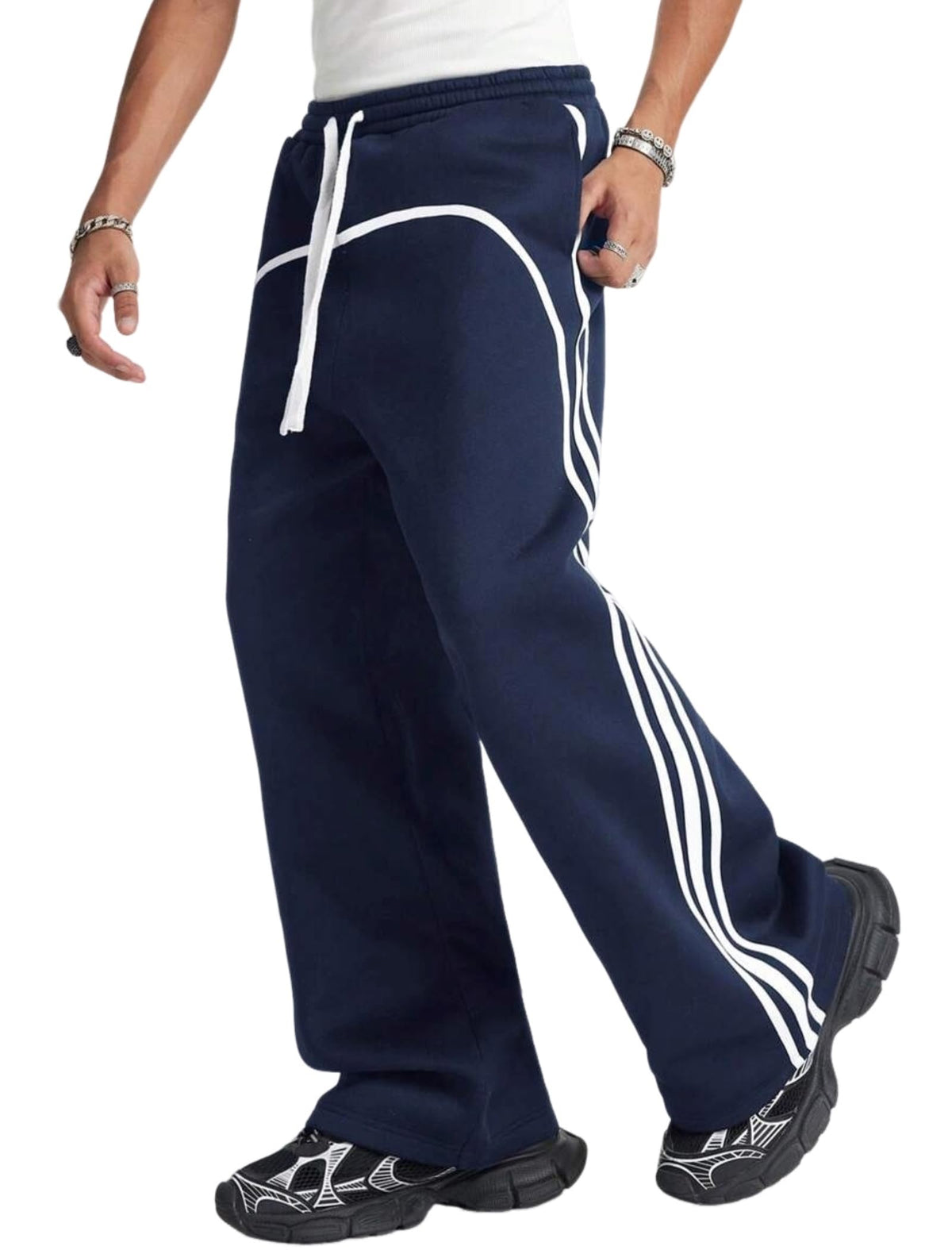 ZAFUL Mens Casual Sweatpants Stripe Drawstring Letter Y2K Baggy Track Pants