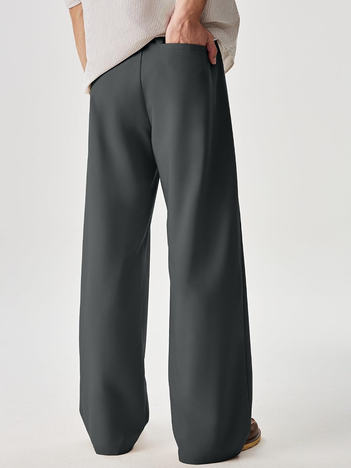 JMIERR Mens Baggy Casual Dress Pants Lightweight Pleated Old Money Wide Leg Pants Loose Relaxed Fit Trousers