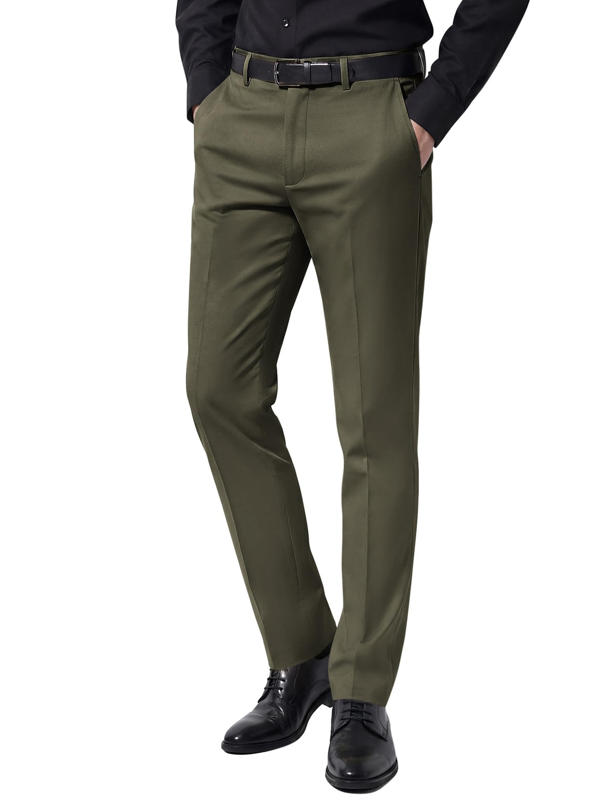 COOFANDY Men Dress Pants Slim Fit Suit Pants Expandable Waist Casual Slacks