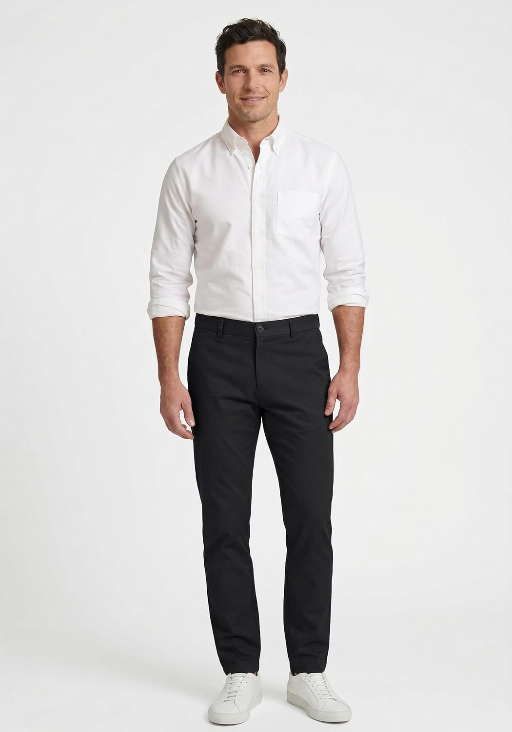 Plaid&Plain Men’s Slim Fit Khaki Pants Men’s Tapered Chino Pants
