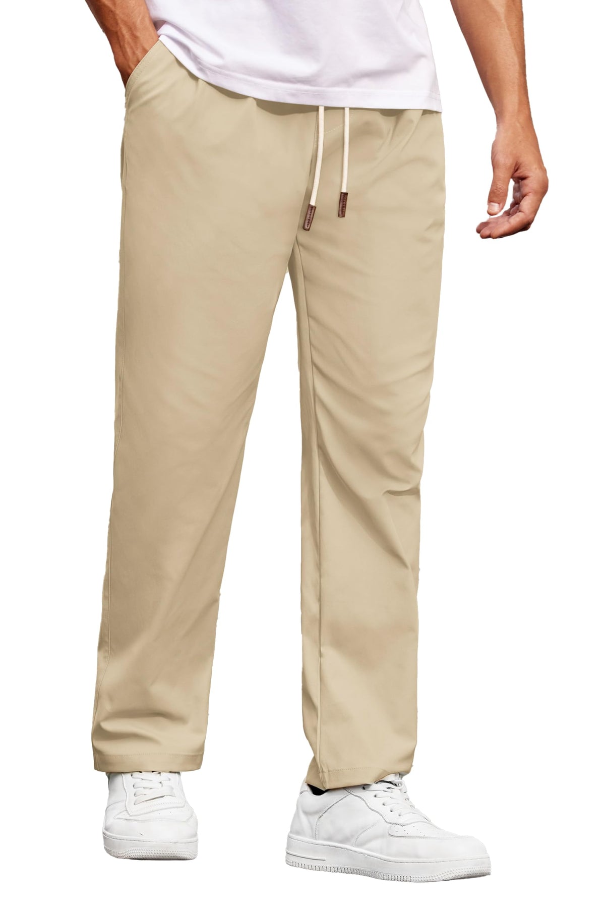 COOFANDY Men's Casual Chino Pants Drawstring Elastic Waist Relaxed Fit Pant