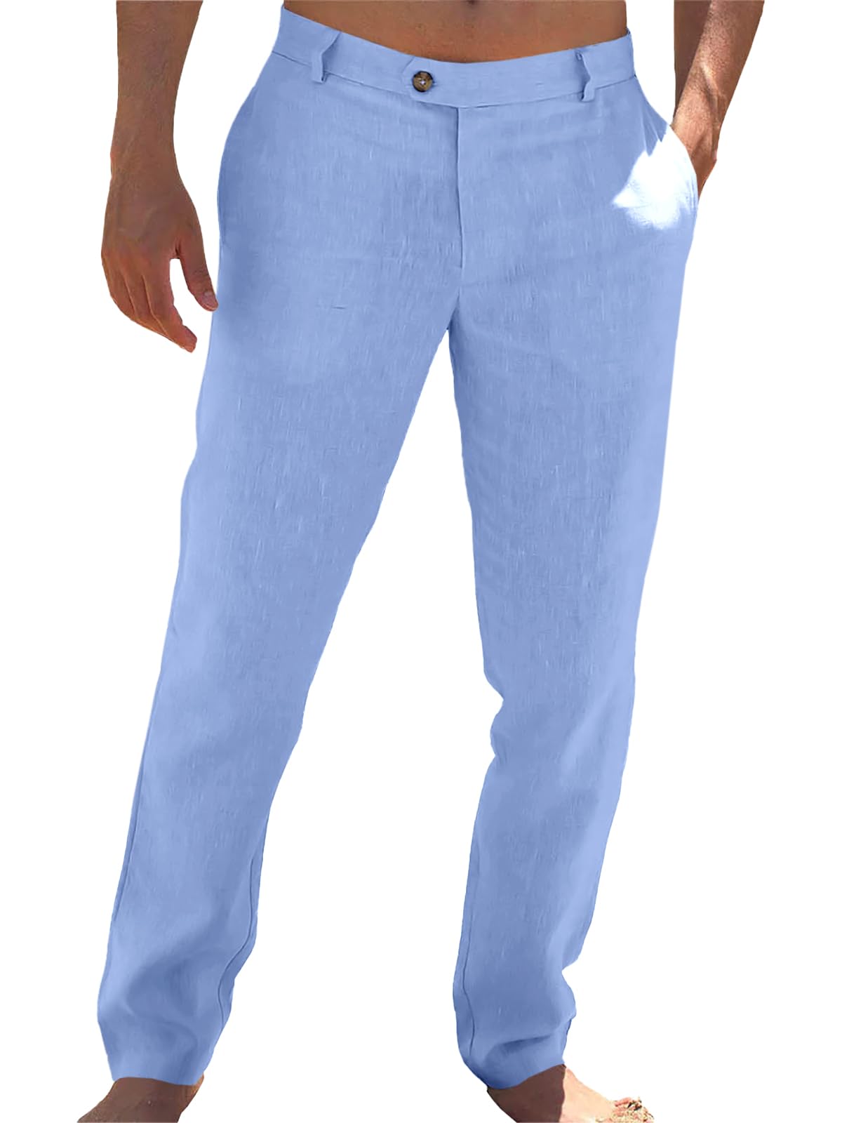 Runcati Mens Casual Pants Linen Dress Loose Summer Beach Yoga Trousers