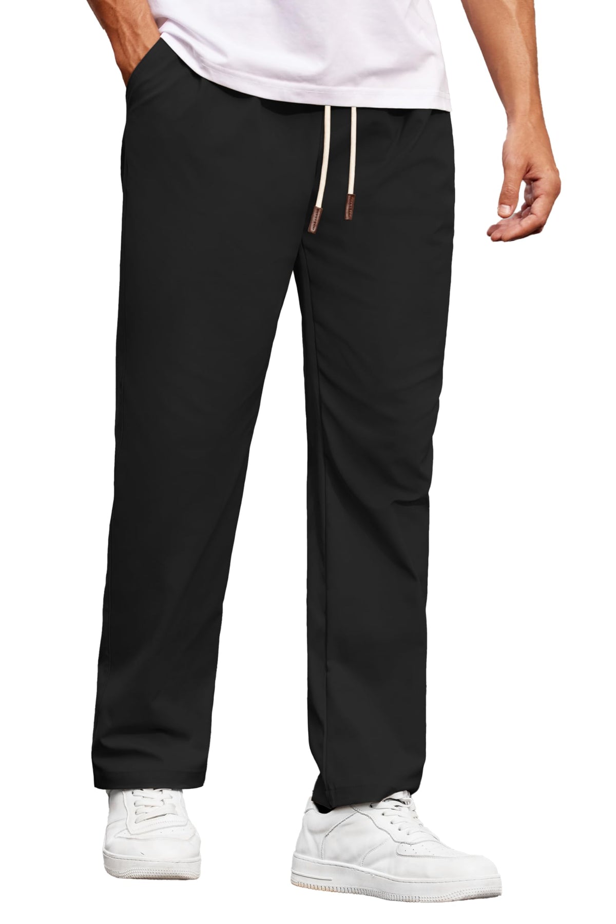 COOFANDY Men's Casual Chino Pants Drawstring Elastic Waist Relaxed Fit Pant