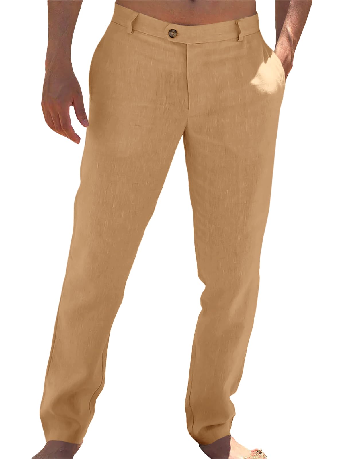 Runcati Mens Casual Pants Linen Dress Loose Summer Beach Yoga Trousers