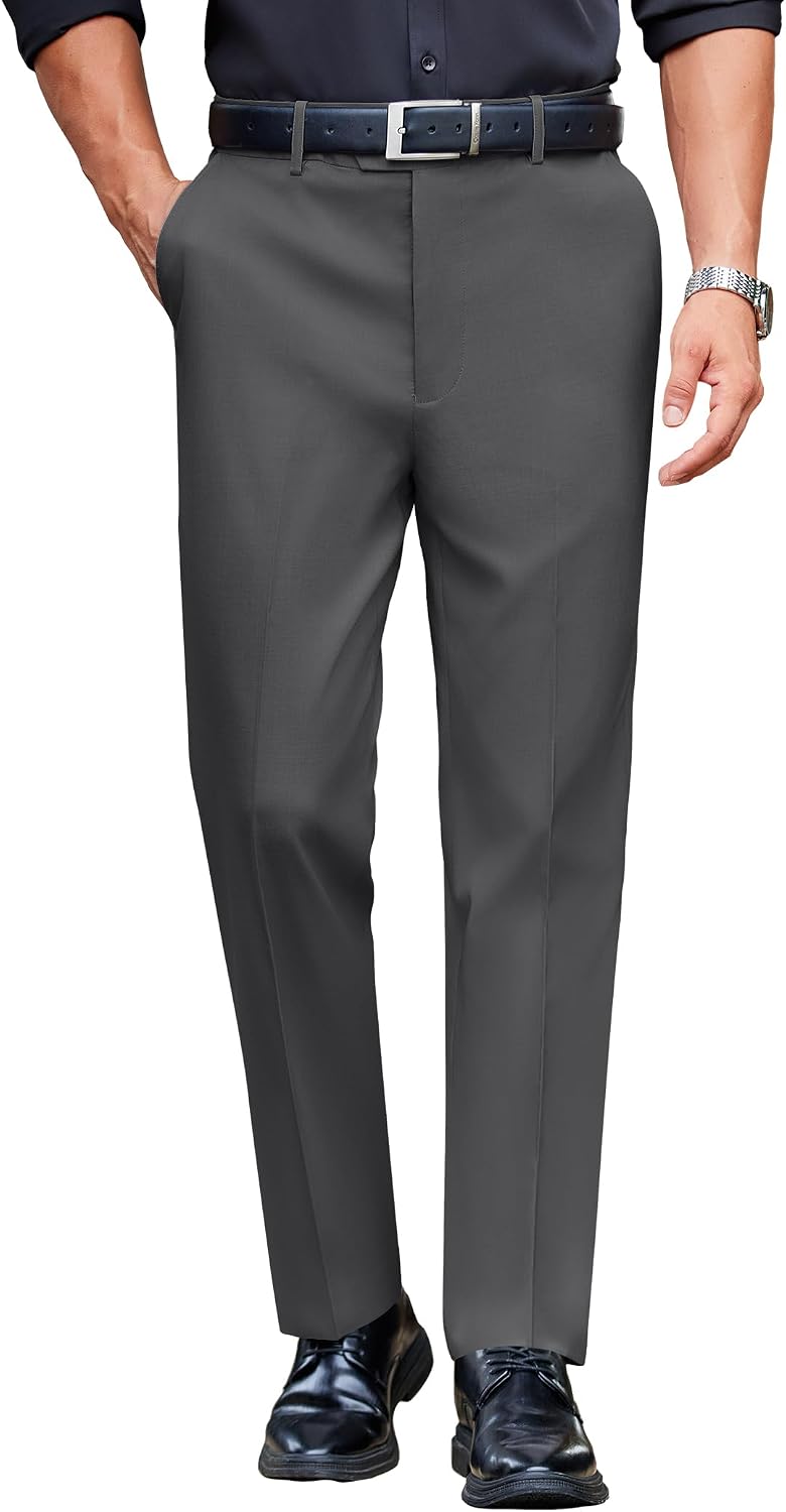COOFANDY Men Dress Pants Slim Fit Expandable Waist Suit Pant Casual Slacks