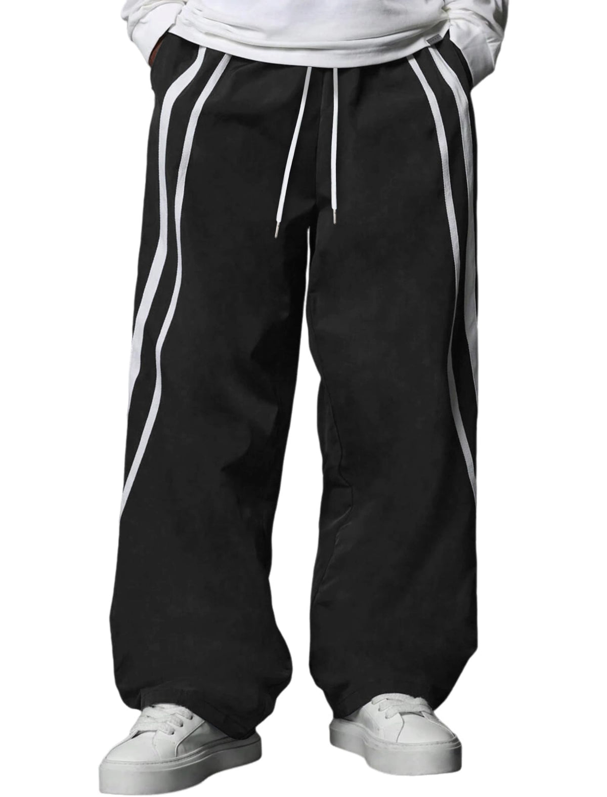 ZAFUL Mens Casual Sweatpants Stripe Drawstring Letter Y2K Baggy Track Pants