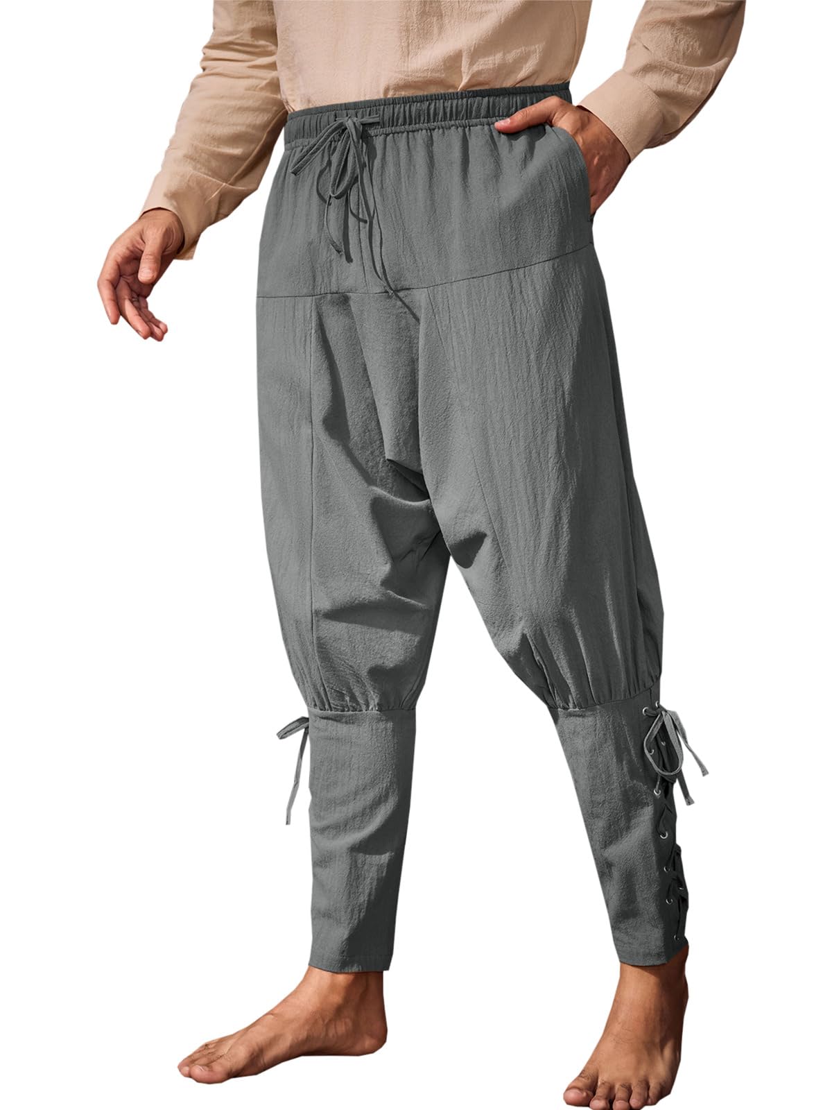 Runcati Mens Medieval Pants Renaissance Viking Pirate Costume Pants