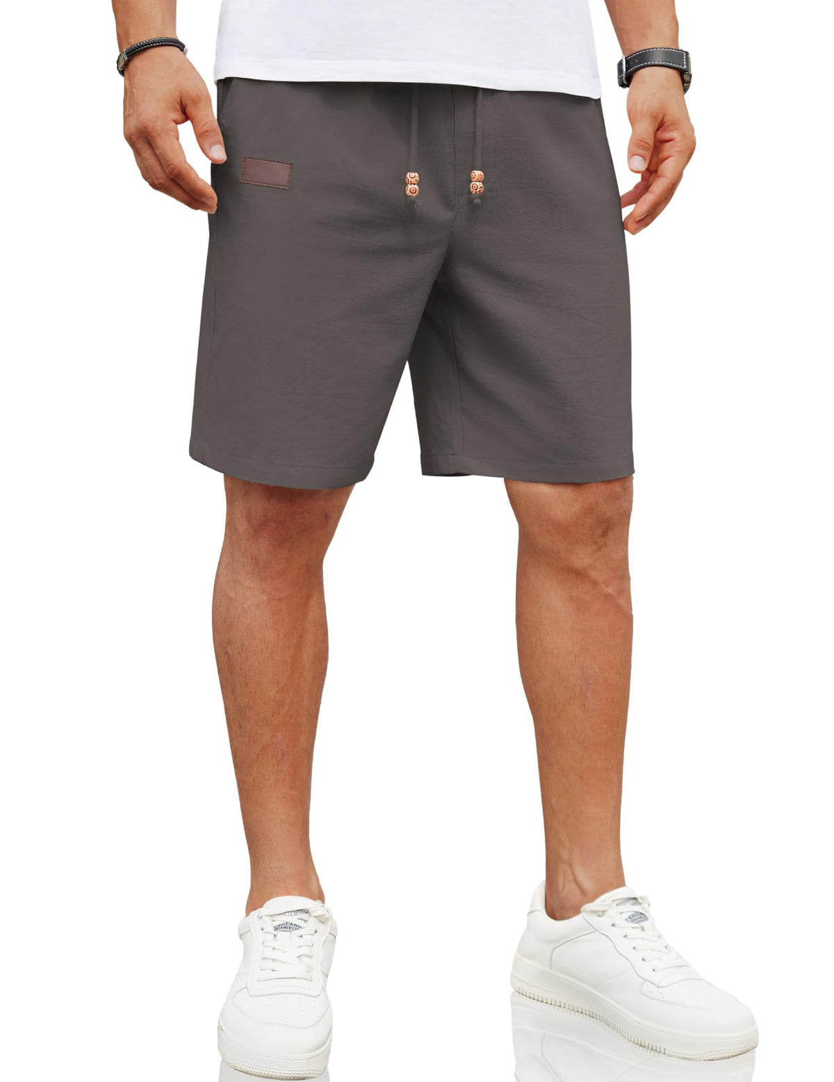 COOFANDY Men Linen Beach Shorts Casual Drawstring Summer Vacation Shorts
