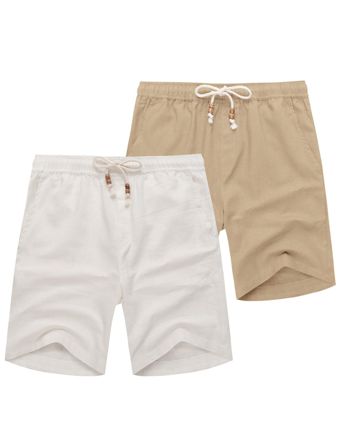 COOFANDY Men's Linen Shorts Casual Summer Beach 9"/ 7" Drawstring Shorts
