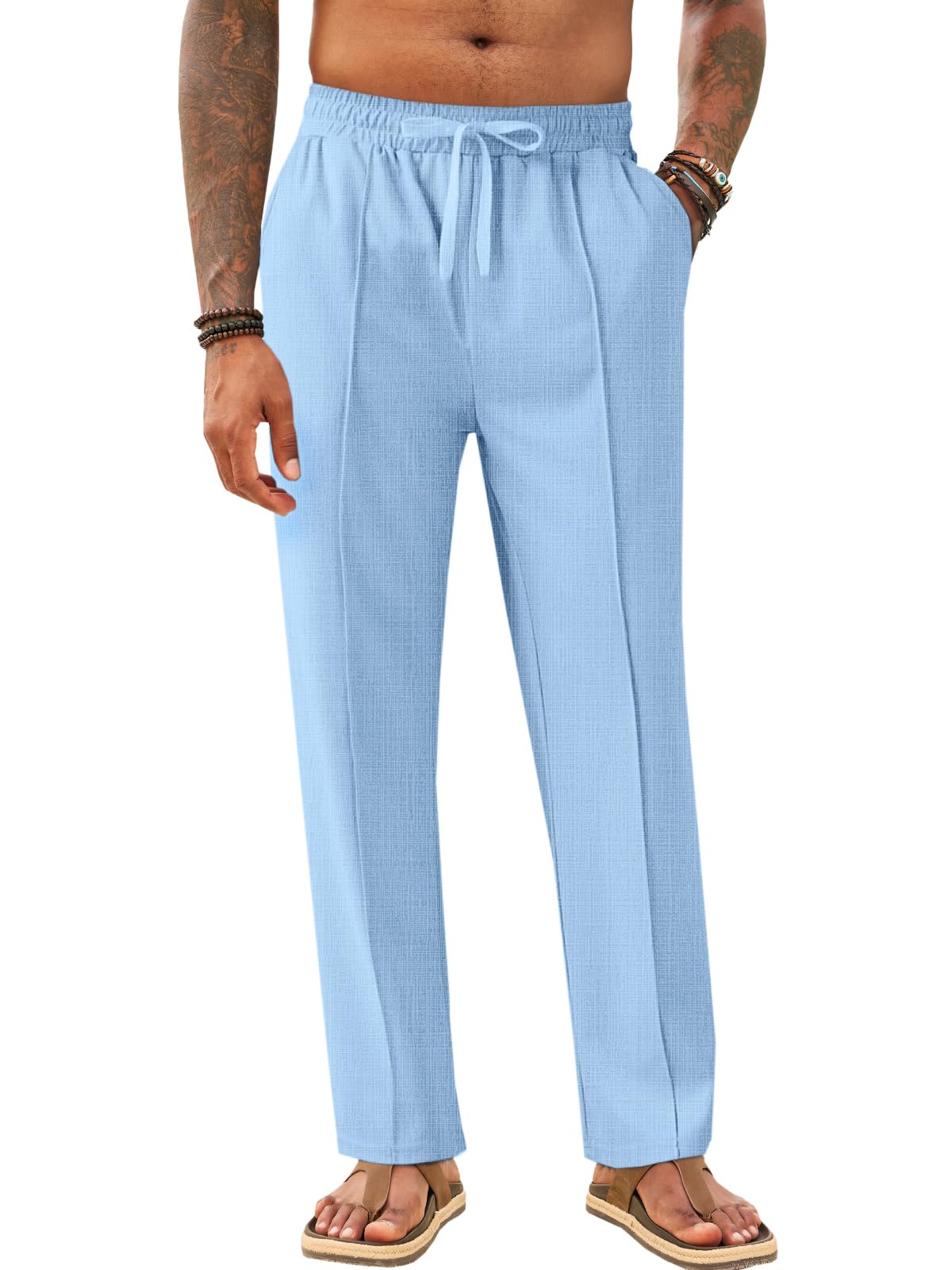 Makkrom Mens Casual Pants Lightweight Summer Beach Dress Pants
