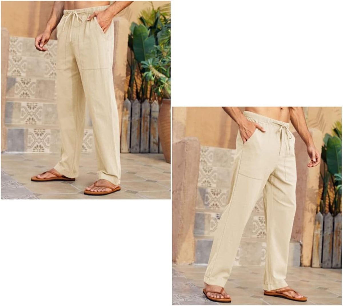 Gafeng Mens Linen Pants Yoga Casual Beach Summer Harem Baggy Trousers