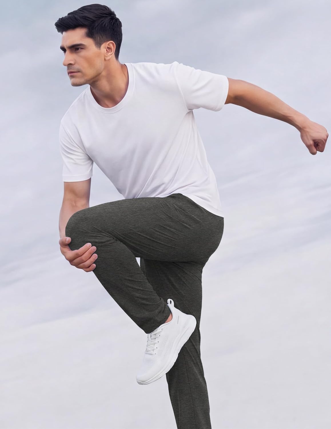 COOFANDY Men's Casual Cotton Pant Knit Elastic Waist Yoga Pant with Pocket