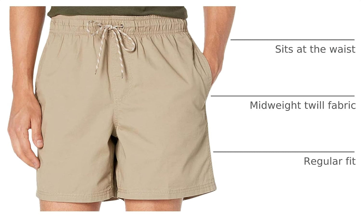 Amazon Essentials Men's 6" Inseam Regular Fit Drawstring Shorts with Elastic Waist and Pockets