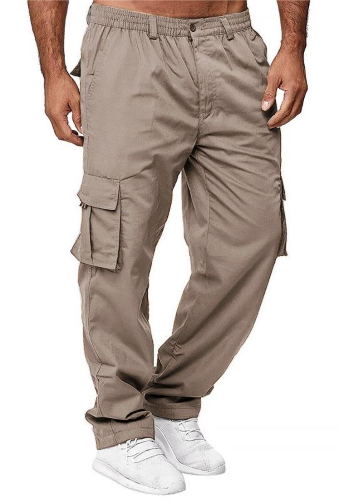 AIFARLD Men's Cargo Pants with Pockets Cotton Hiking Sweatpants Casual Athletic Jogger Sports Outdoor Trousers Relaxed Fit