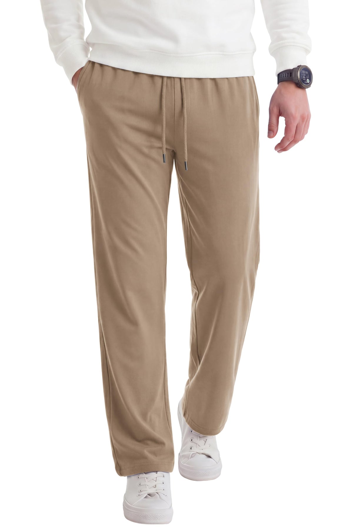 COOFANDY Men's Casual Cotton Pant Knit Elastic Waist Yoga Pant with Pocket