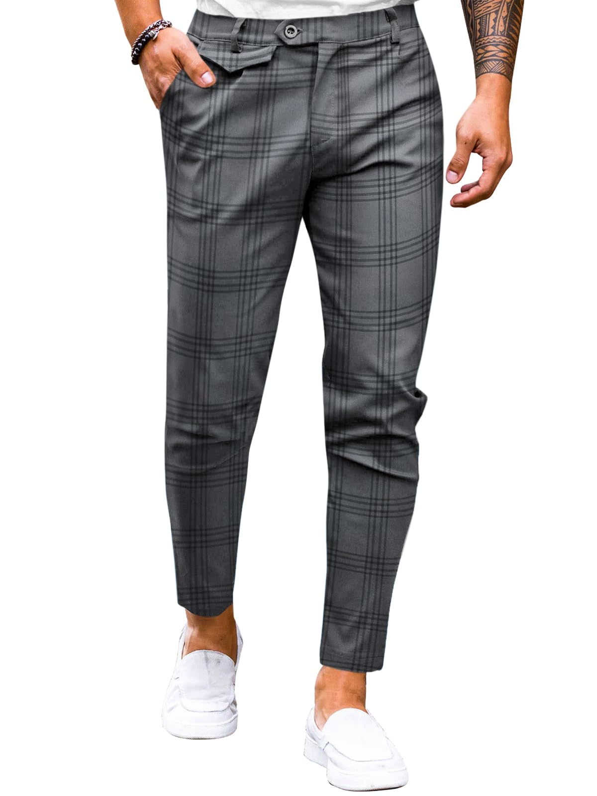 Mens Chinos Slim Fit Pants Stretch Tapered Dress Pant Casual Trousers