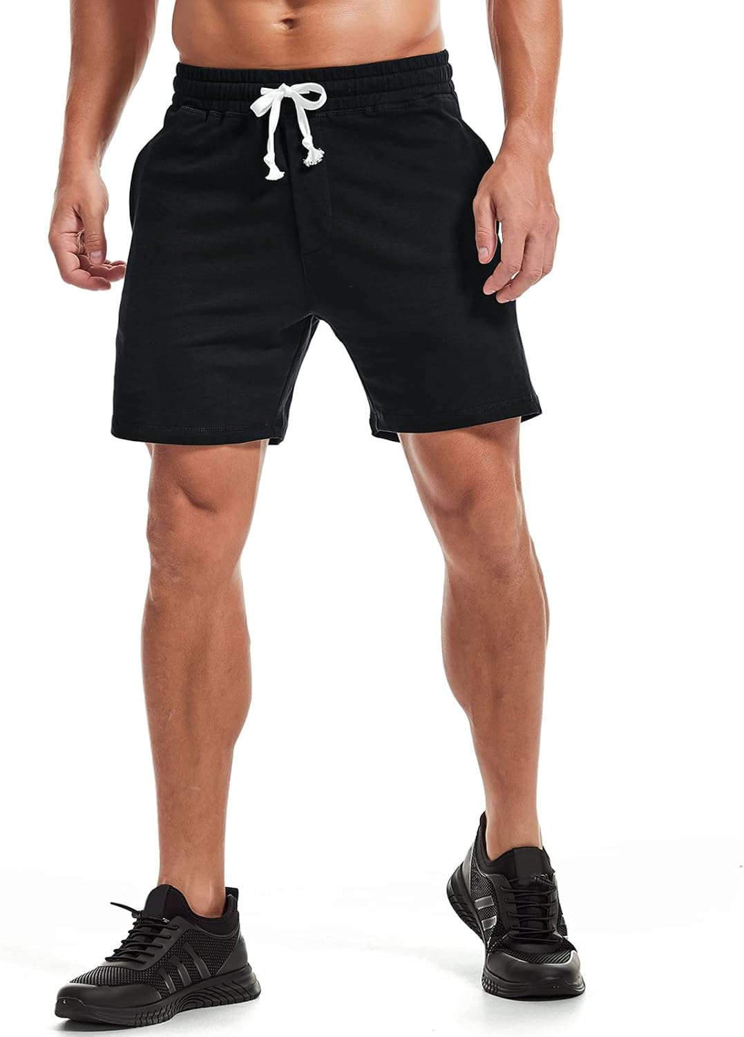 AMY COULEE Men's Cotton Sweat Shorts with Pockets, 5.5 Inch Inseam
