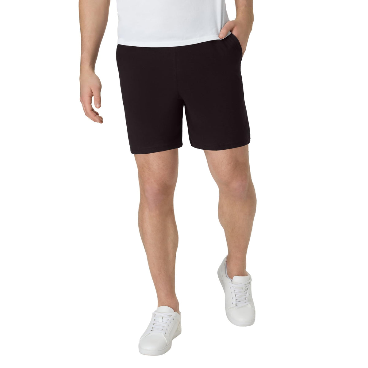 Hanes Men's Originals Cotton Pockets, Pull-on Jersey Gym Shorts, 7"