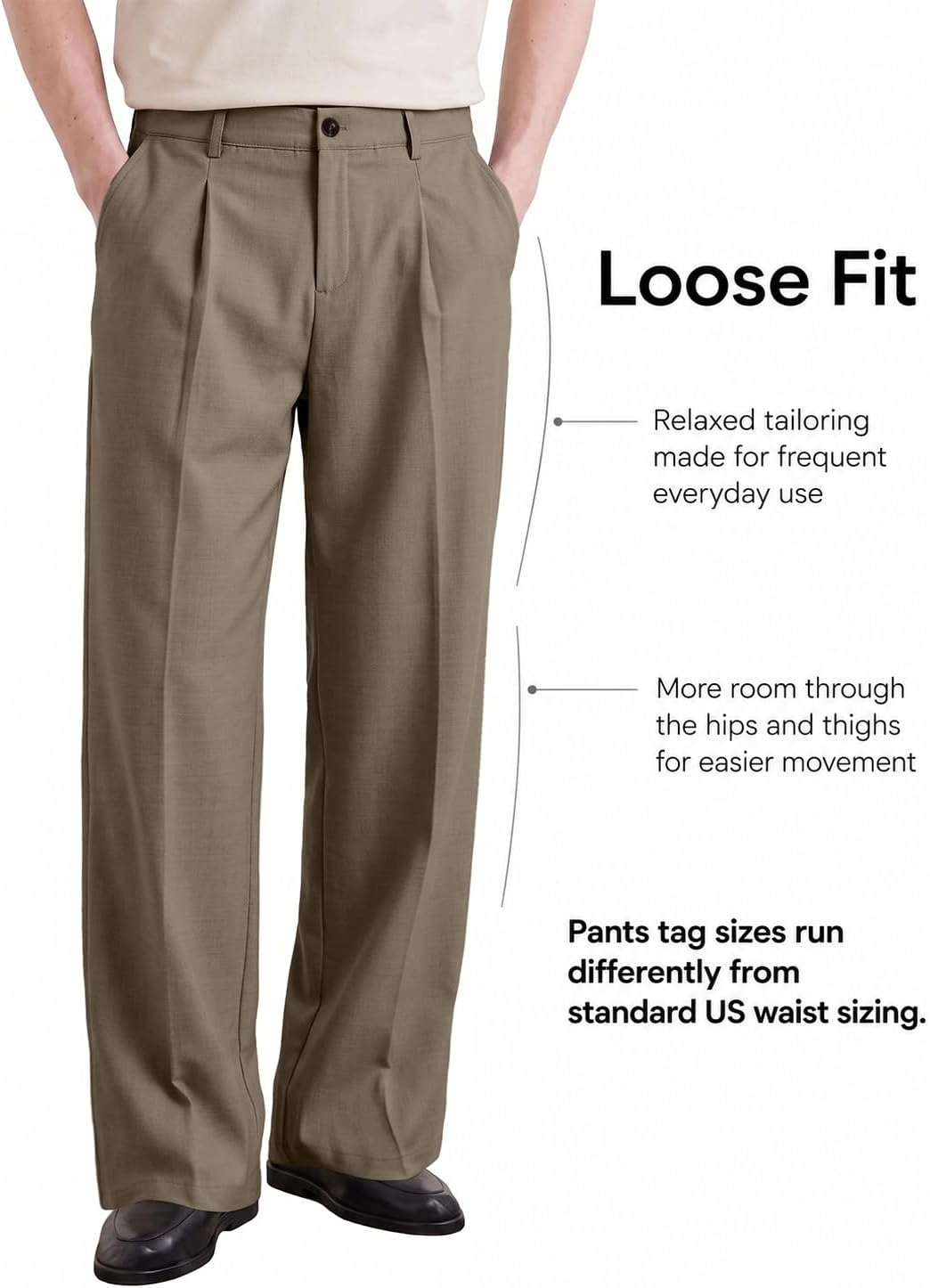 Comdecevis Men's Wide Leg Pleated Loose Fit Casual Dress Pants