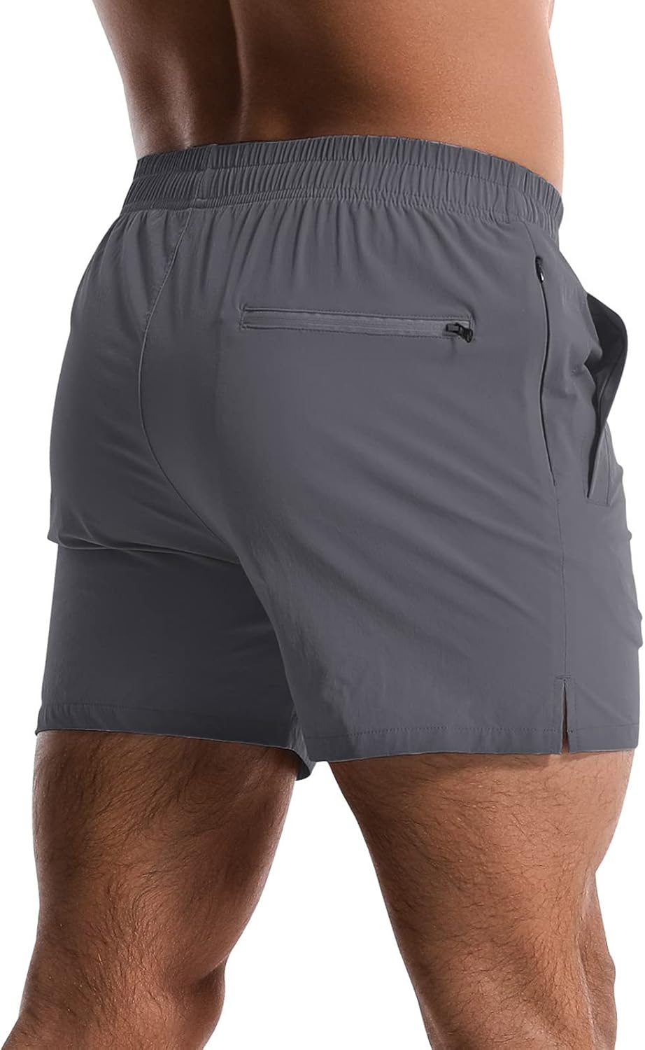 2 Pack Mens Athletic Shorts 5" Gym Workout Running Zipper Pockets