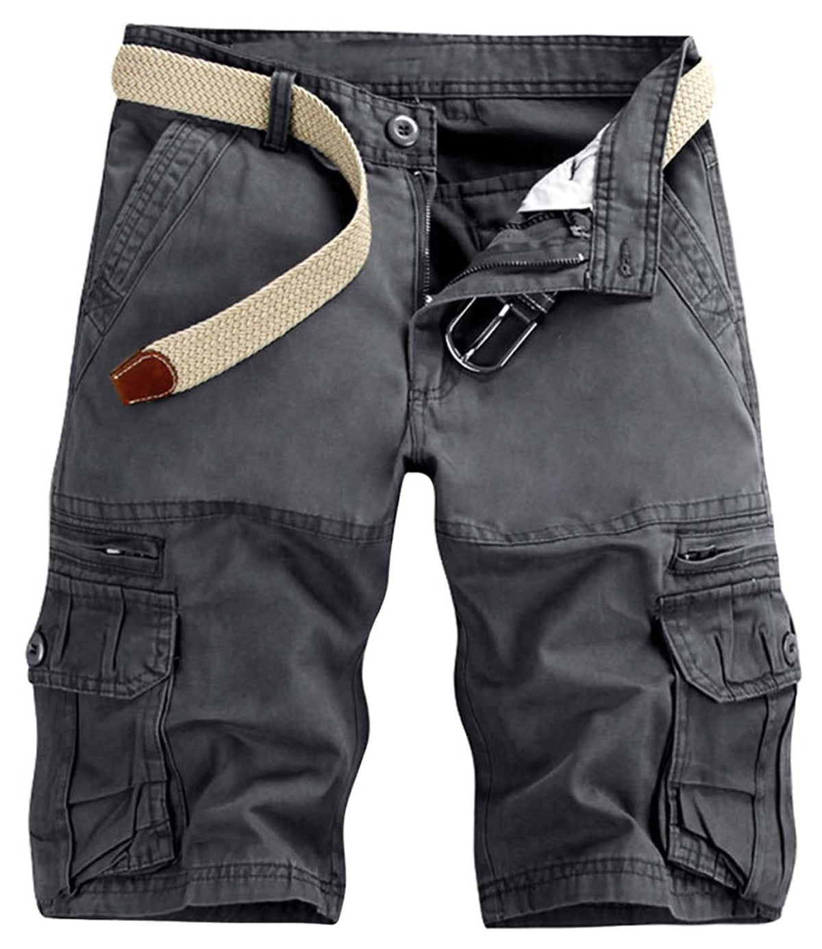 GLESTORE Mens Cargo Shorts Cotton Work Casual Shorts for Men Multi Pockets