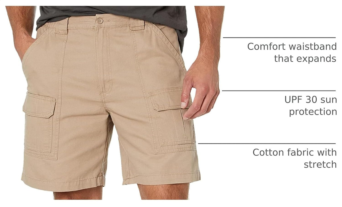 Savane Mens 8” Hiking Cotton Cargo Shorts with Tech Pocket (Available in Big & Tall)
