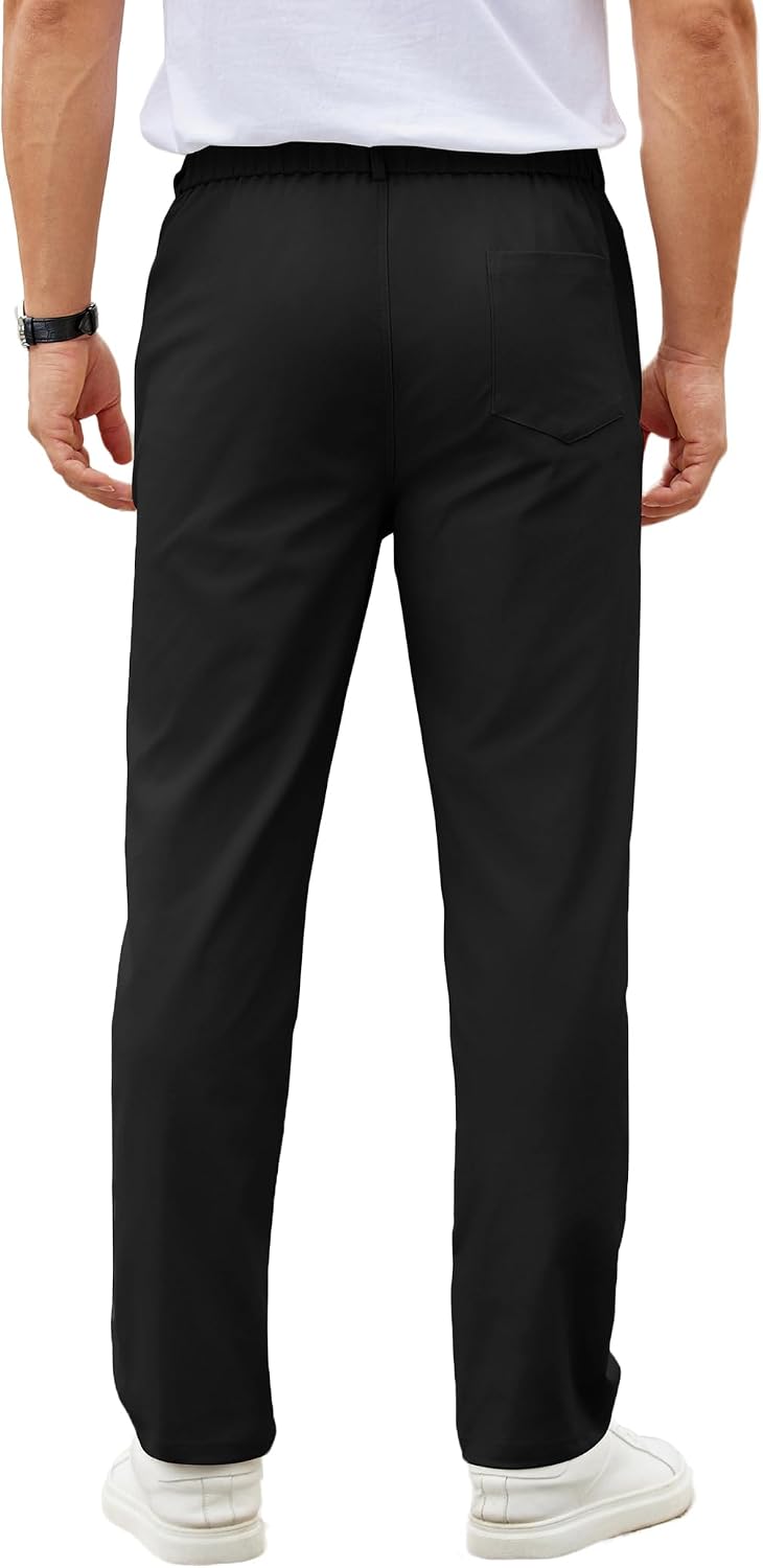 COOFANDY Mens Casual Chino Pants Elastic Waist Classic-Fit Dress Slacks