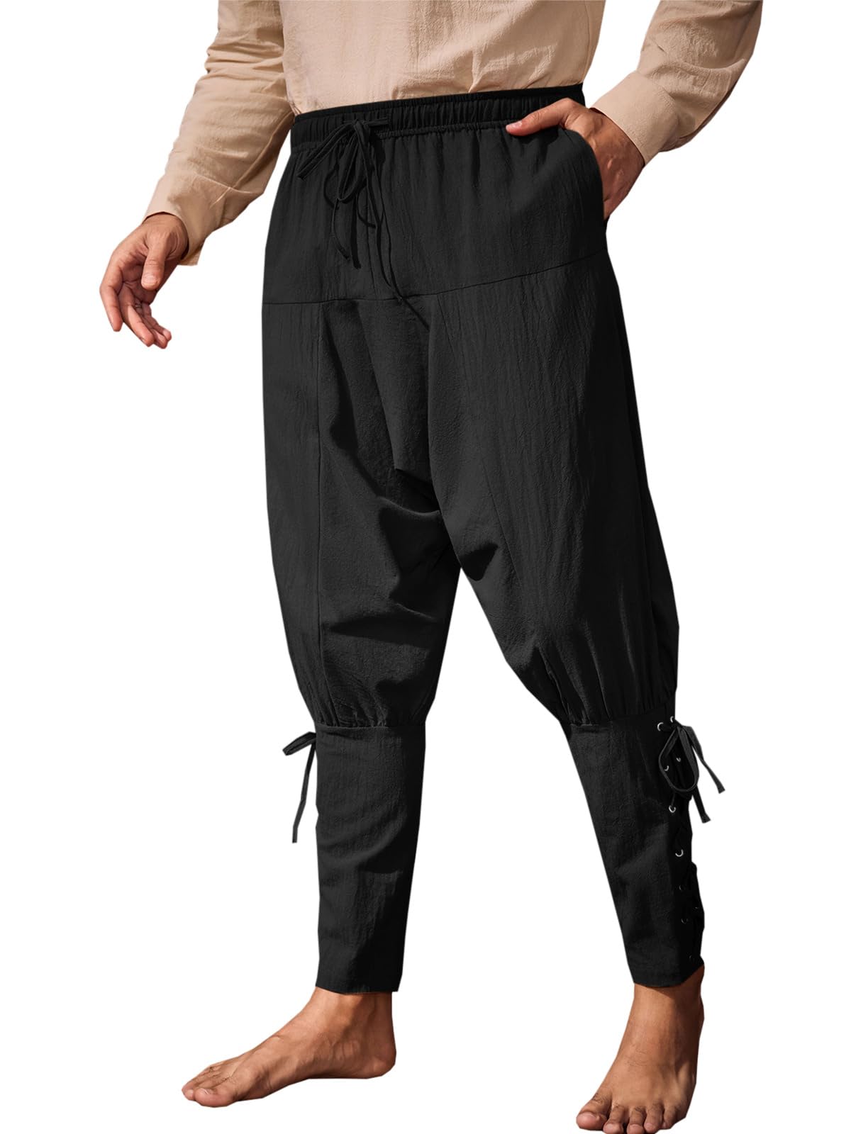 Runcati Mens Medieval Pants Renaissance Viking Pirate Costume Pants