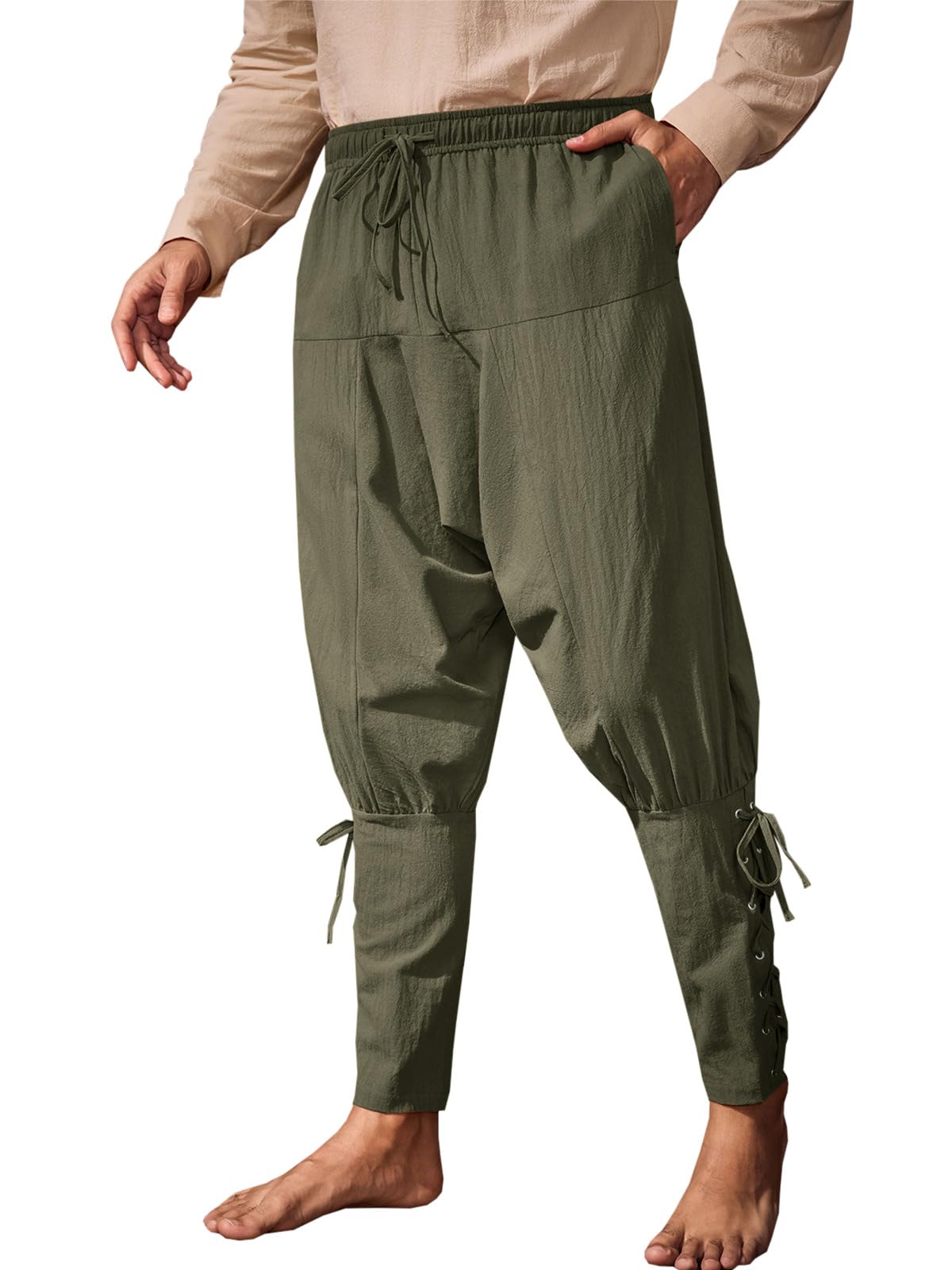 Runcati Mens Medieval Pants Renaissance Viking Pirate Costume Pants