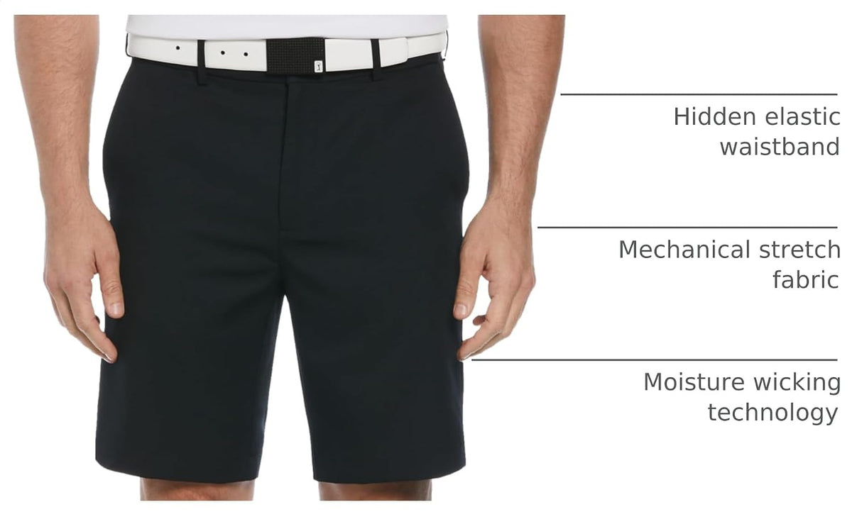 PGA Tour Men's 9" Golf Shorts with Expandable Waistband, Flat Front, Moisture-Wicking, Sun Protection, Stretch, Lightweight