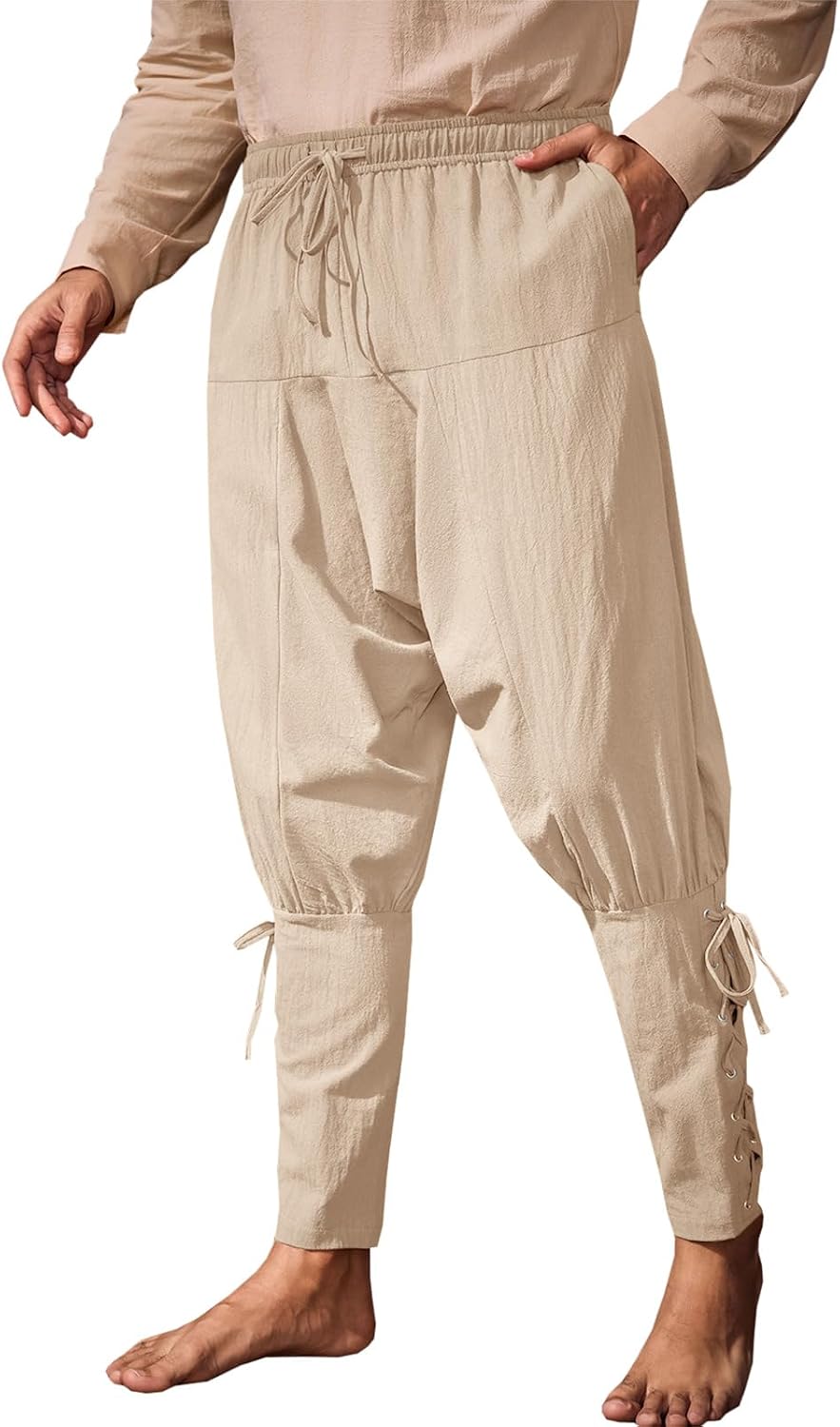 Runcati Mens Medieval Pants Renaissance Viking Pirate Costume Pants