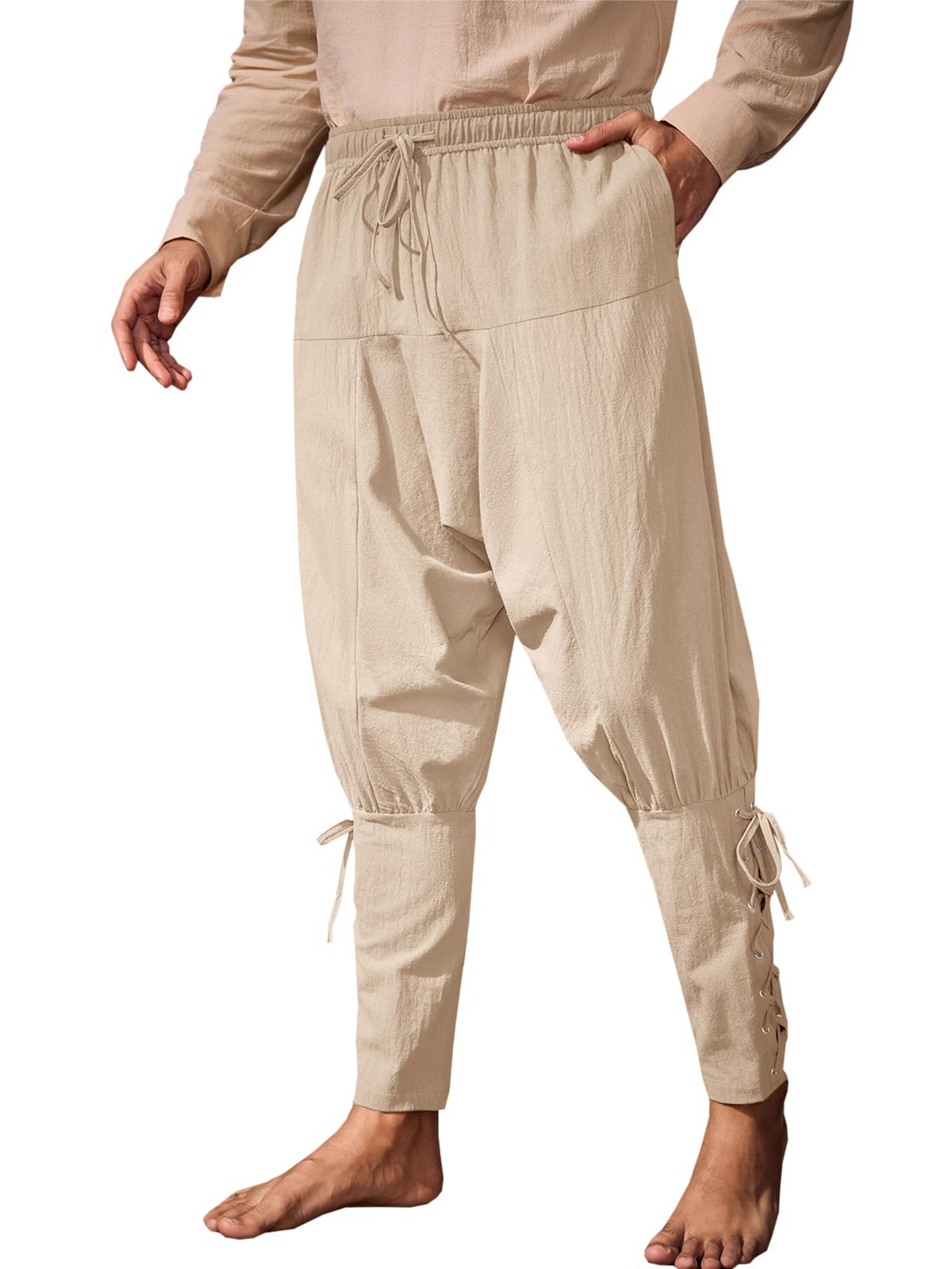 Runcati Mens Medieval Pants Renaissance Viking Pirate Costume Pants
