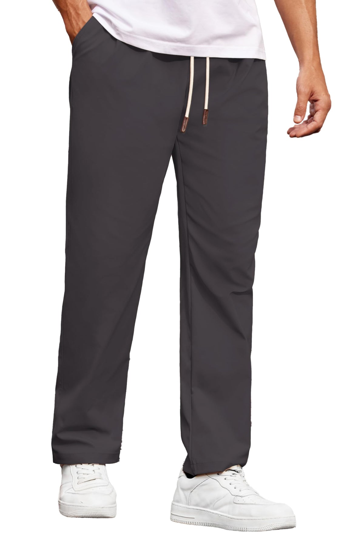 COOFANDY Men's Casual Chino Pants Drawstring Elastic Waist Relaxed Fit Pant