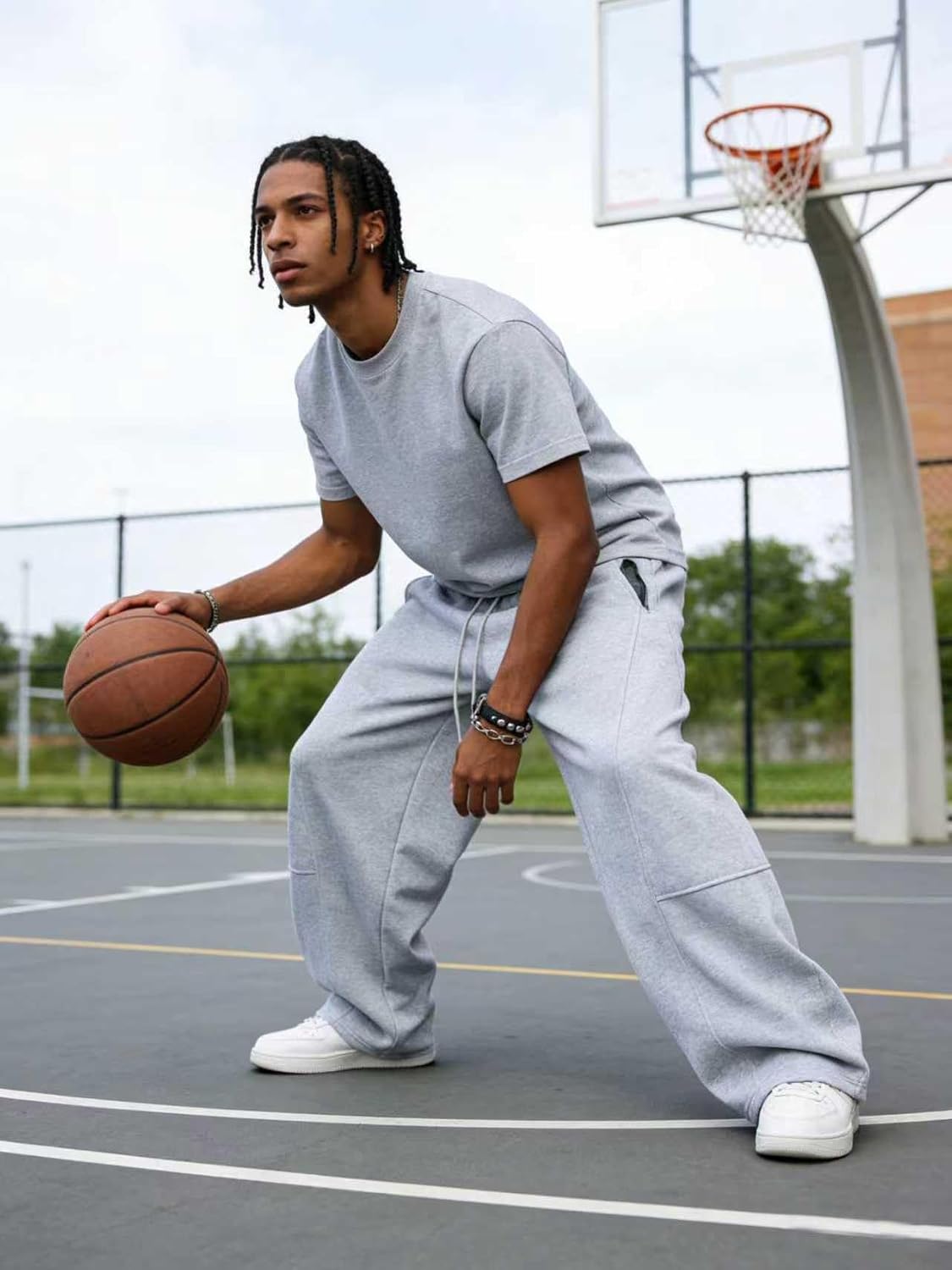 Mens Baggy Sweatpants Casual Wide Leg Pants