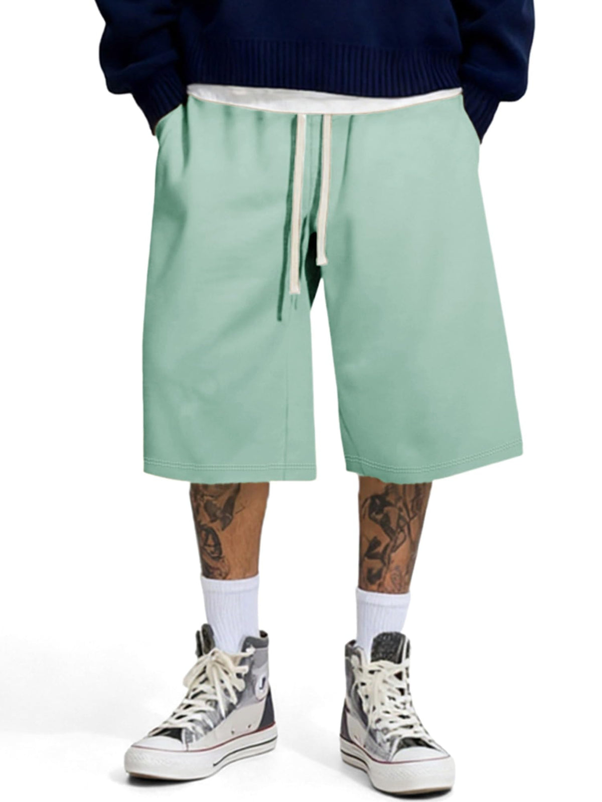 JMIERR Men's Baggy Sweat Shorts Below Knee Drawstring