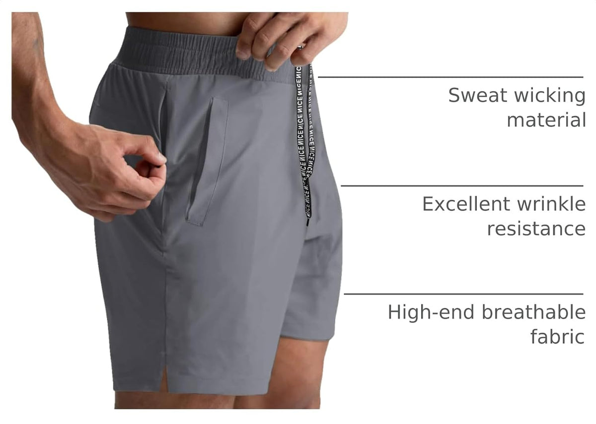 2 Pack Mens Athletic Shorts 5" Gym Workout Running Zipper Pockets