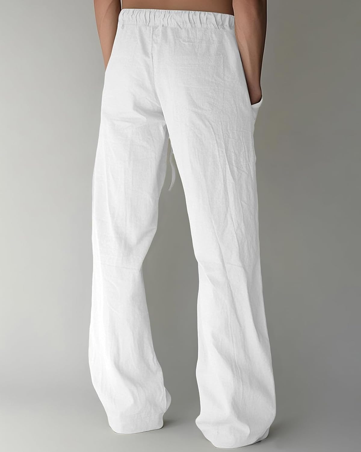 Men's Cotton Linen Pants Casual Summer Beach Lightweight Pants with Pockets