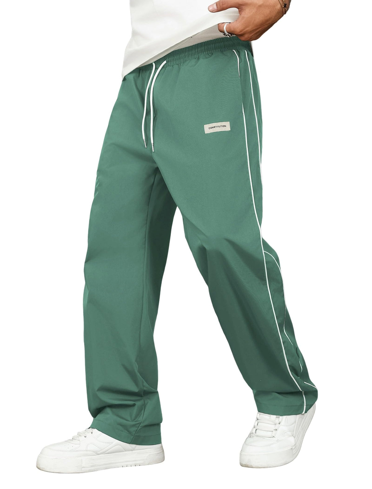 ZAFUL Mens Casual Sweatpants Stripe Drawstring Letter Y2K Baggy Track Pants