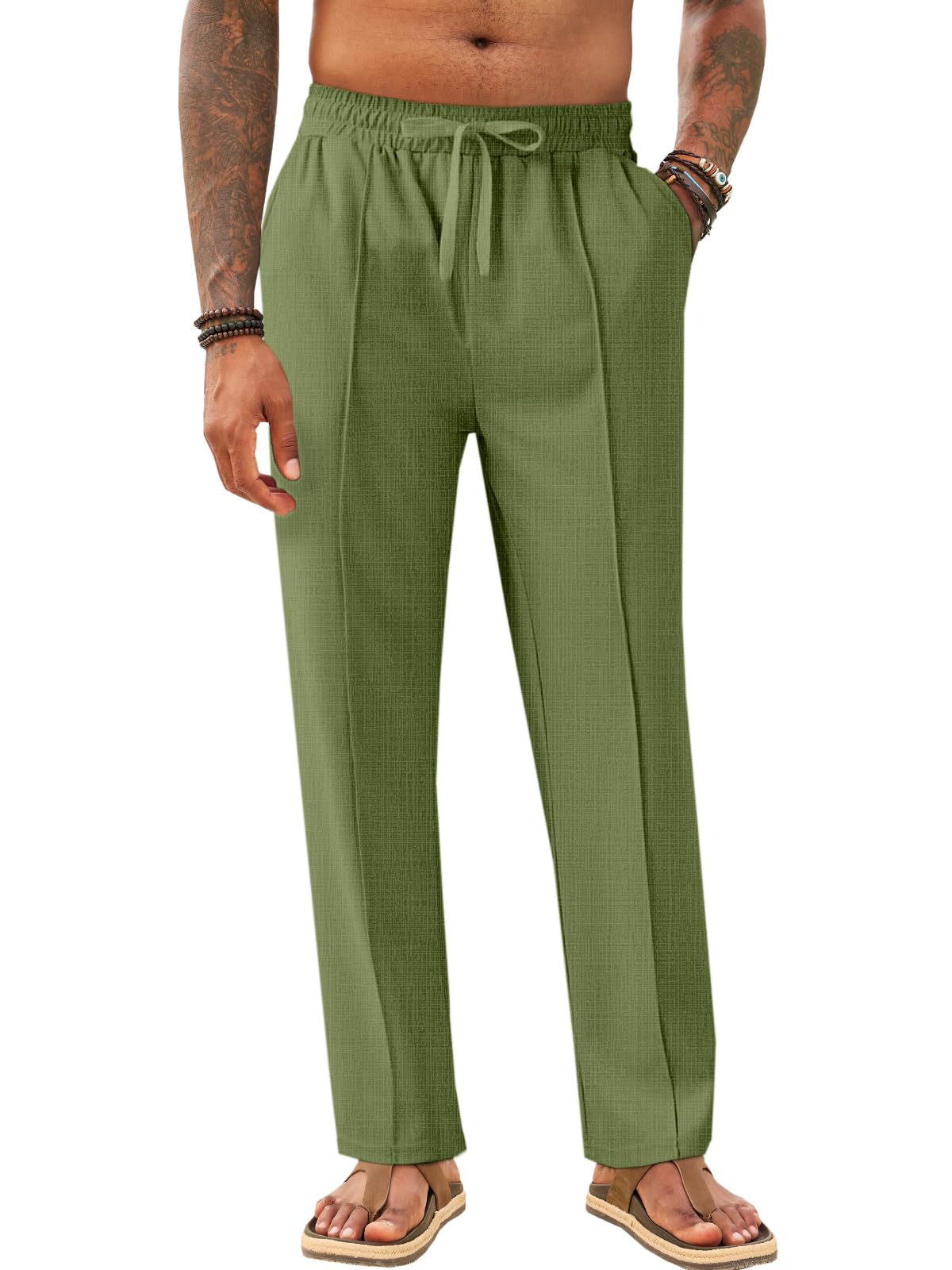 Makkrom Mens Casual Pants Lightweight Summer Beach Dress Pants
