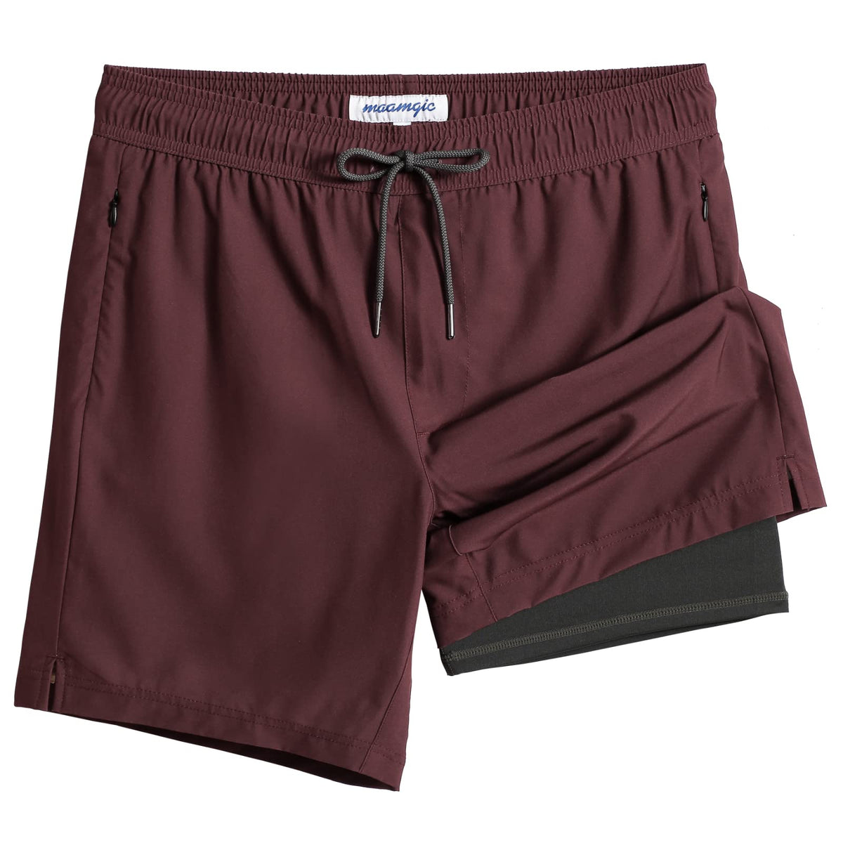 maamgic 2 in 1 Mens Swim Trunks 7 Inch Swim Shorts Swim Suits Board Shorts