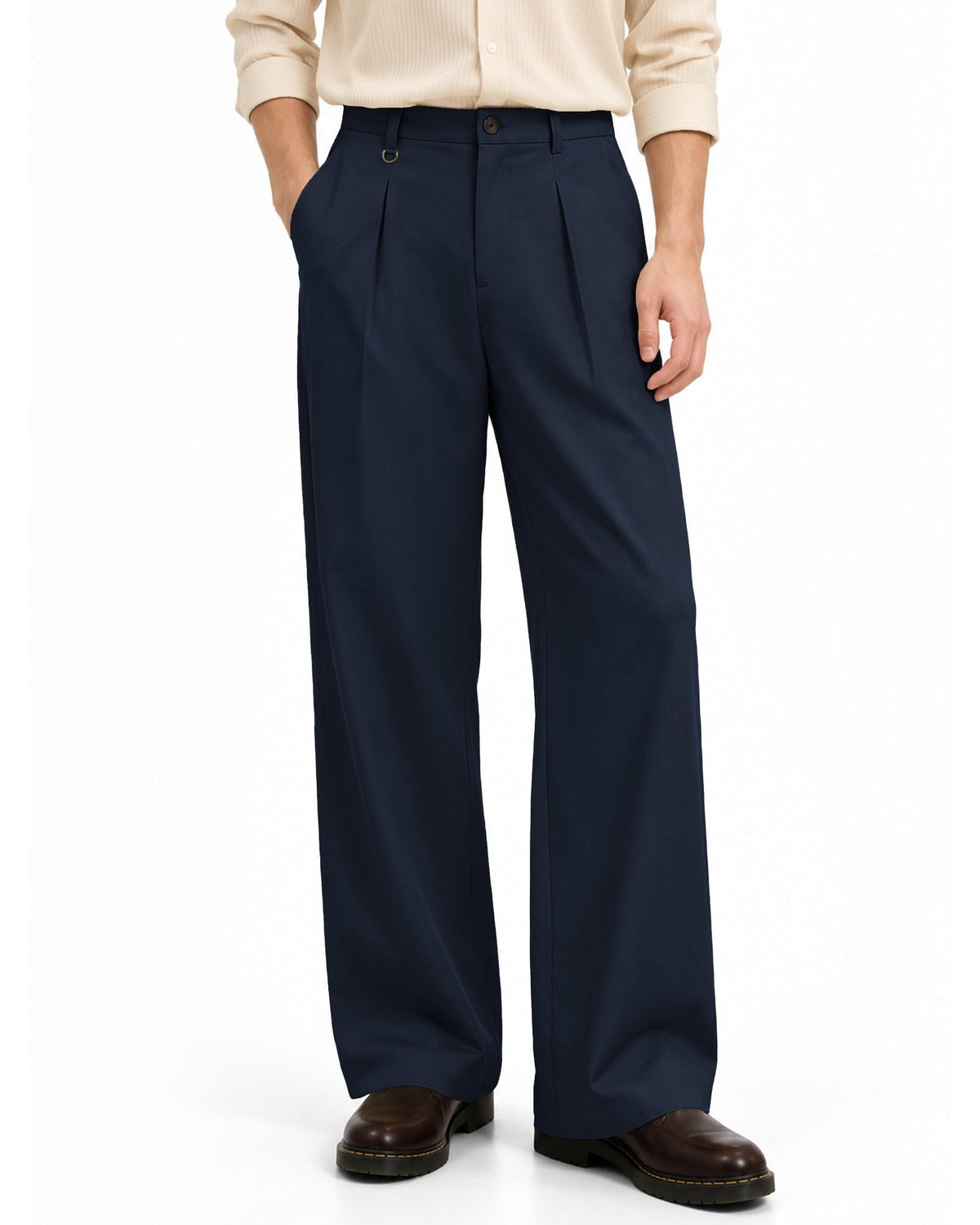 ZKMAN Men's Wide Leg Pleated Dress Pants Drawstring Elastic Waist Slacks