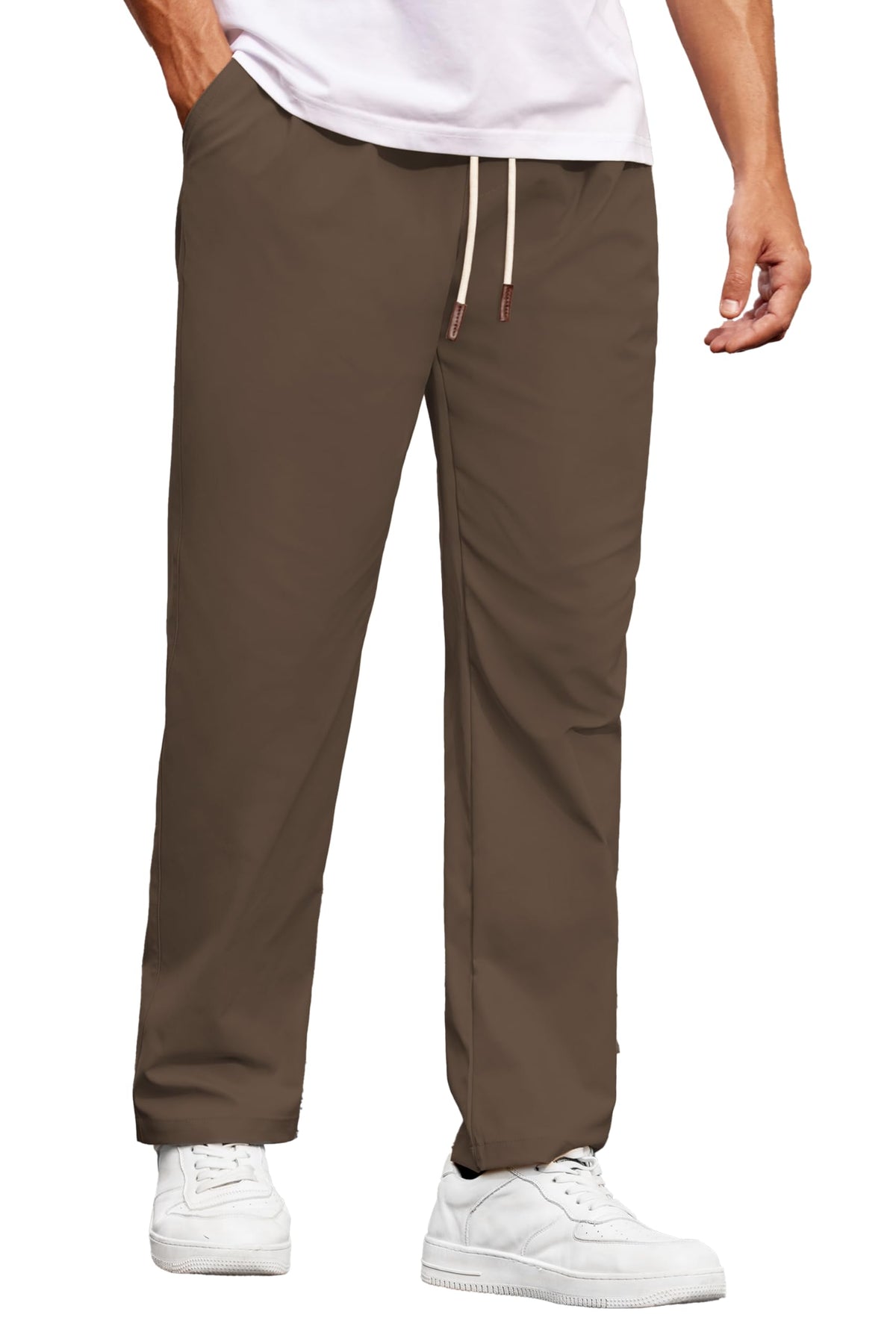 COOFANDY Men's Casual Chino Pants Drawstring Elastic Waist Relaxed Fit Pant